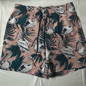 Men’s George Swim Shorts with Pelican and Leaf Design